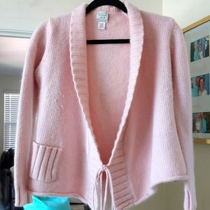 Garnet Hill pink lambswool angora chunky knit sweater